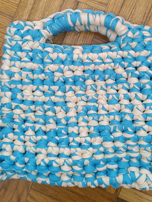 Handmade mako crochet bag new in turquoise and beige summer colors