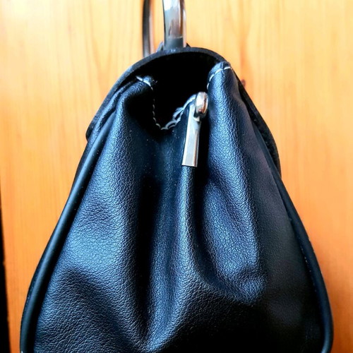Borsalino leather handbag used, vintage style, black