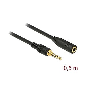 Delock Stereo Extension Cable 3.5mm 4pin 0.5m Black