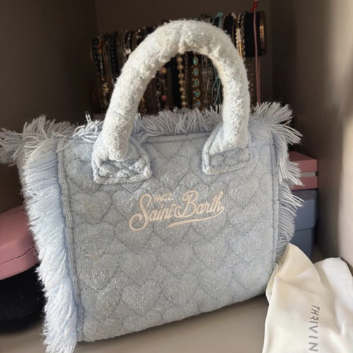 Saint Barth baby blue mini tote bag with strap