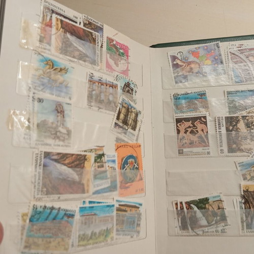 Stamp album with Greek stamps