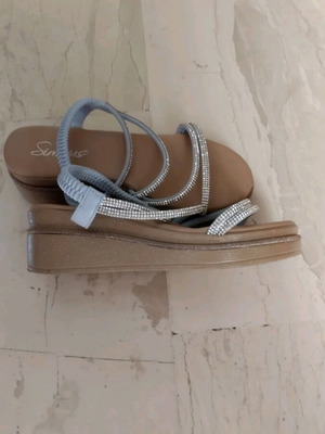 Flatform shoes blue with rhinestones like new, size 36