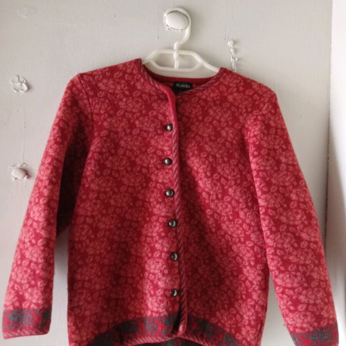 Wool cardigan like new, red with buttons