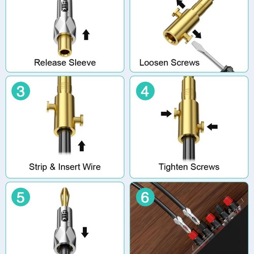 Banana plugs gold plated 24k for speaker cables