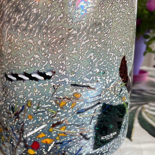 Costa Boda Crystal Vase like new with Animal Print design