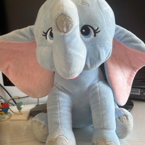 Elephant plush like new with big ears and silver crown