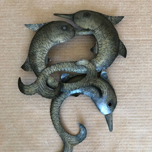 Metal decorative dolphins used