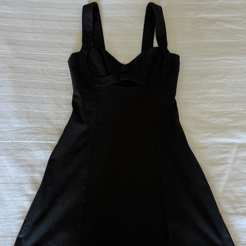 Zara dress, fitted top with A-line skirt, black, XS