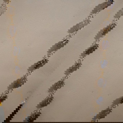 Vintage Artisan Necklace with Amethyst and Agate Stones, New