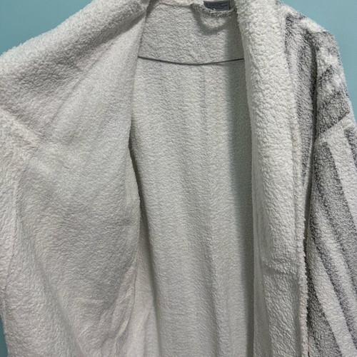 Akivv bathrobe white gray striped like new, large, made in Greece