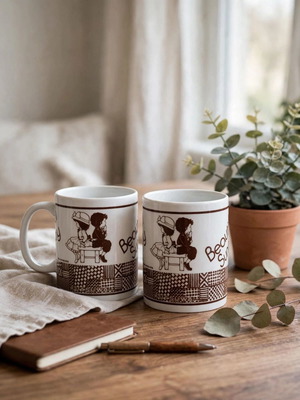 Beautiful Sunday 80's collectible ceramic mugs 420ml new
