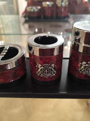 Set of 3 decorative office containers like new with metal details
