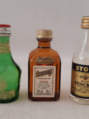 Miniature glass liquor bottles used, set of 3 pieces