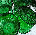  Σετ 6  μπολάκια  Arcoroc "Diamant" emerald green France 60'