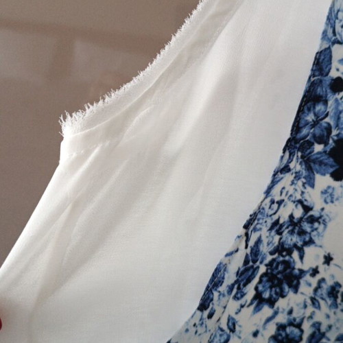 Zara dress used, double fabric with side transparencies, white and blue, size L
