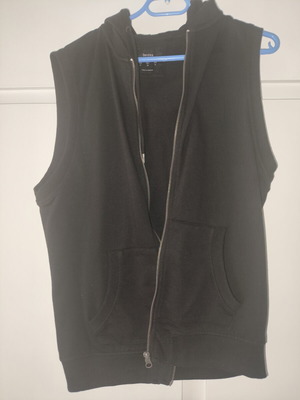 Bershka men's sleeveless hoodie jacket, black, size M