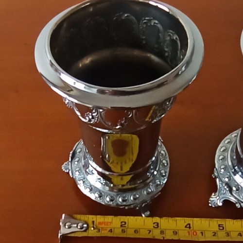 Art Nouveau vase set Argentor Werke Vienna used, vintage 1960