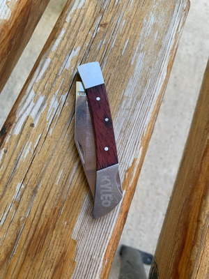 Lockback folding knife used, unsharpened blade
