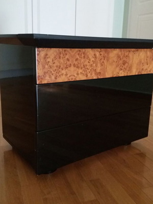 Nightstand lacquered with 3 drawers in black lacquer 60x40
