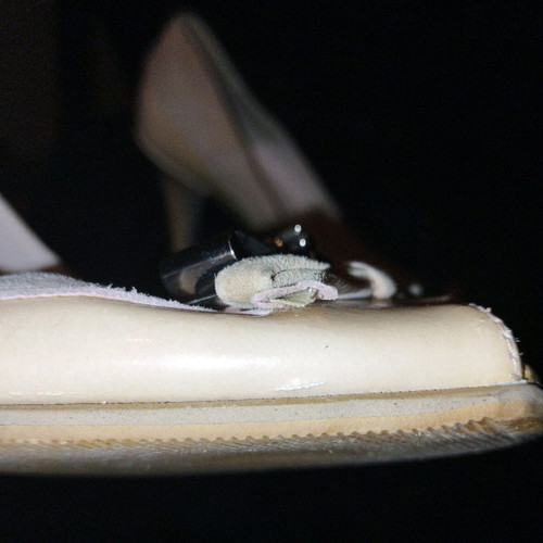 Vavoulas leather pumps used, size 36, 9.2 cm heel, beige