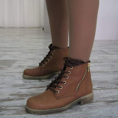 Leather women's ankle boots new, brown, size 36