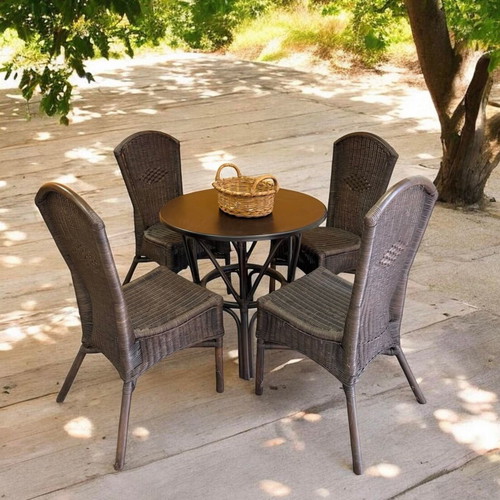 Bamboo dining set with 4 chairs in dark walnut color new