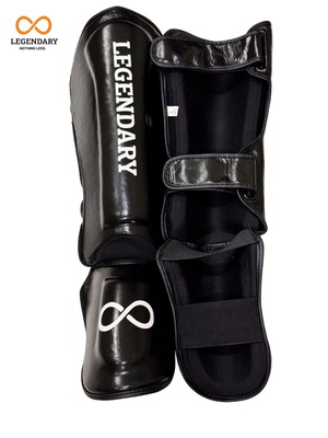 Legendary Leather Shin Guards with Foot Protection Premium Large new