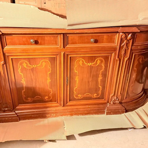 Palazzo Athens dining buffet refurbished, solid wood with marquetry