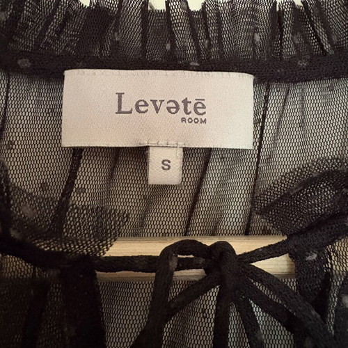 Levete Room black sheer polka dot tulle blouse with ruffles, size S