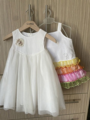 Set of 2 dresses for 18-month girl like new (Lapin House, Delfino)