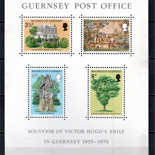 Guernsey 1975 The exile of Victor Hugo block stamps new