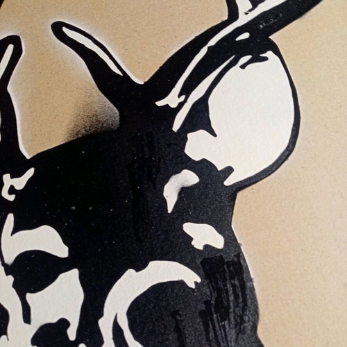 The Proud Cuckold stencil art on cardboard used