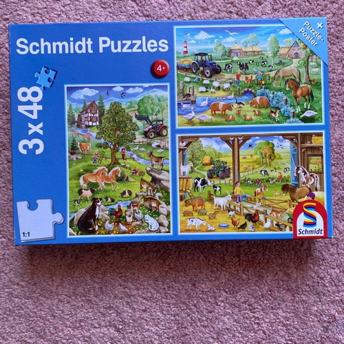3 Puzzle with Animals unused, 48 Pieces Each