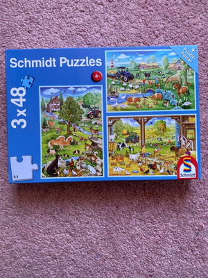 3 Puzzle with Animals unused, 48 Pieces Each