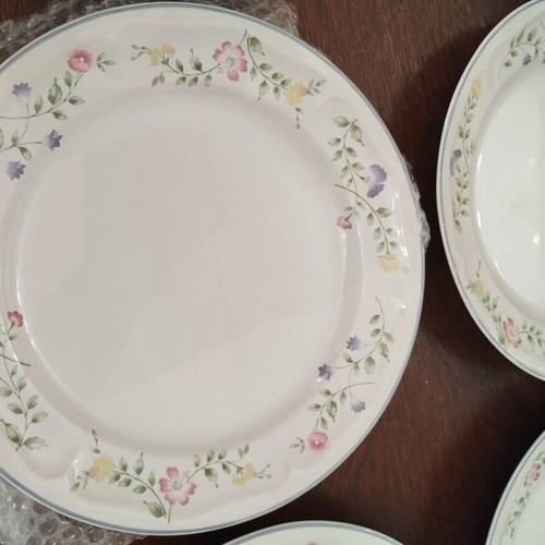 English Garden vintage dinner plates set of 8, 27cm, genuine stoneware