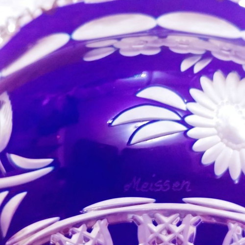 Meissener Bleikristall "Flower of London" fruit bowl new, blue