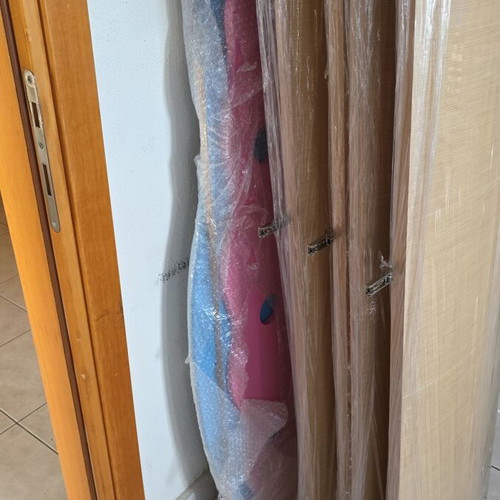 Children's bedroom set used with 2 bookshelves, desk, shelves, and bunk bed with mattresses