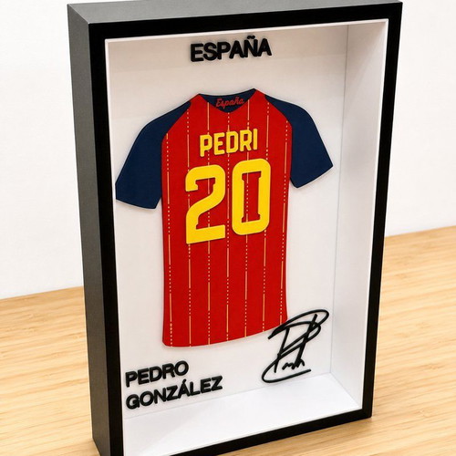 Spain Football Jersey 3D Shadow Box with Player Name and Number