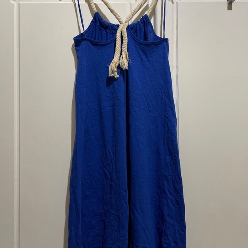 Women's mini dress blue electric used with rope and golden threads