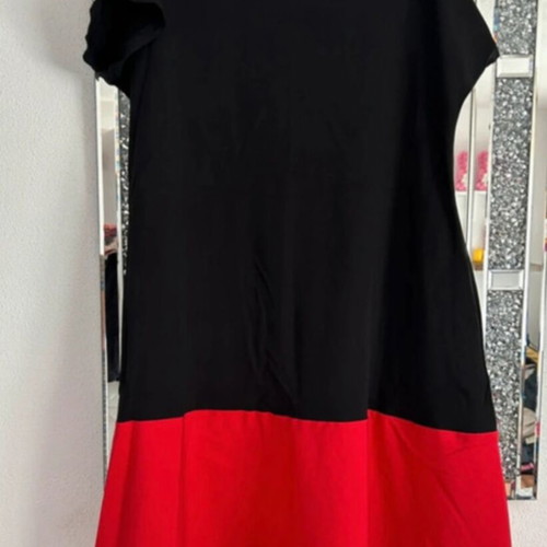 COS cotton dress with stretch, black and red