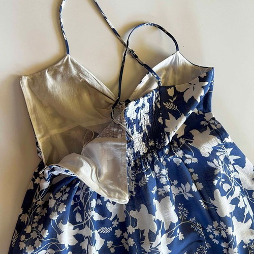 Zara long dress white and blue like new, size M