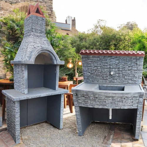 Vanessa Outdoor Summer Kitchen Concrete Barbecue with Sink