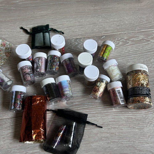 Nail Art Foils Set like new with designer logos and floral transfers