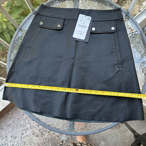 Zara leather skirt, black and orange, size S