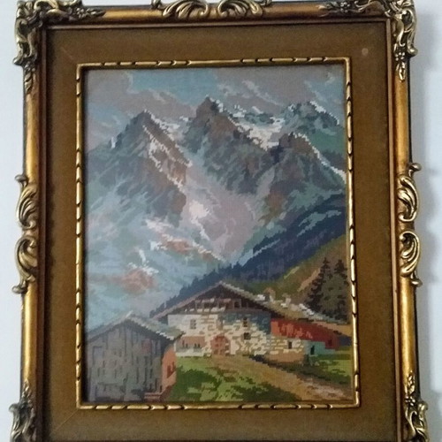 Embroidered paintings like new, 60s pack, 127x69 64x54 12x12