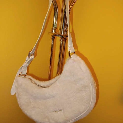 White faux fur shoulder bag Zara new