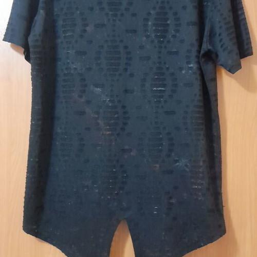 Charman Black T-Shirt like new with red tartan pocket, burnout fabric