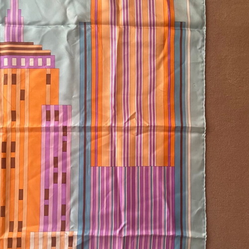 Christian Dior scarf used, vintage silk, purple and turquoise
