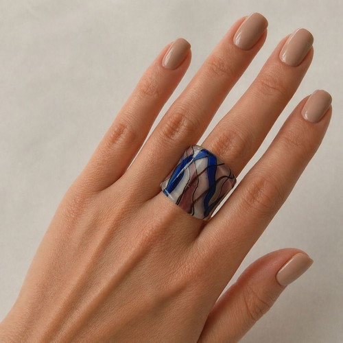 Handmade Murano style glass ring new