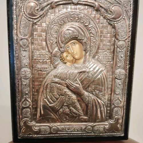 Byzantine icon of Panagia silver 950 used